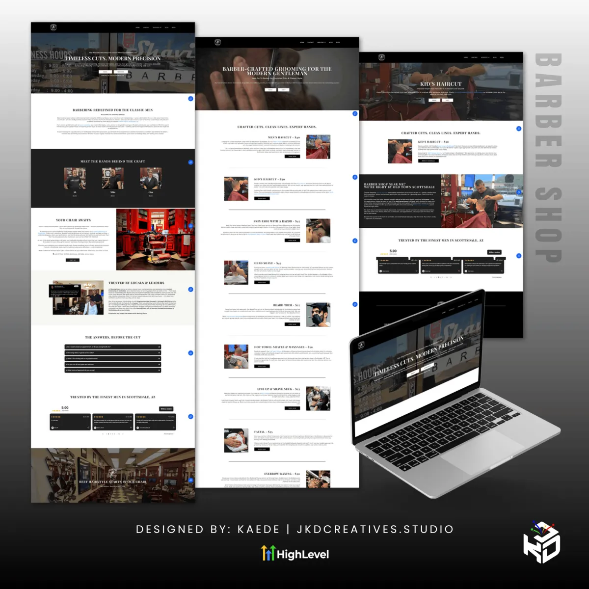Barber shop website with integrated online booking system, Arizona, built in GoHighLevel