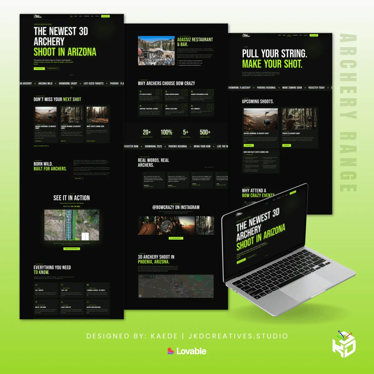 Archery range website with lane booking system, Arizona, built in Lovable