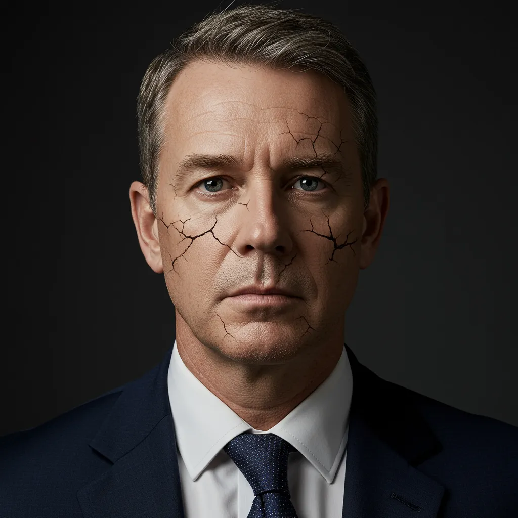 Man with cracked face