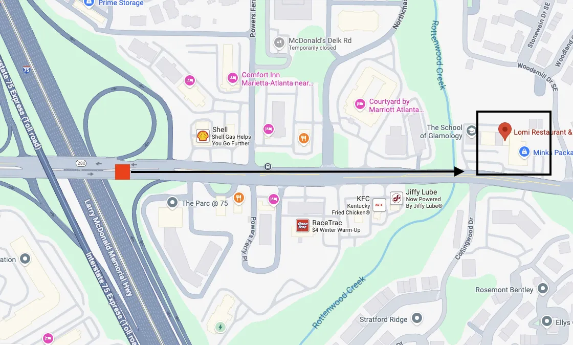 Map preview around 2555 Delk Rd, Marietta, GA