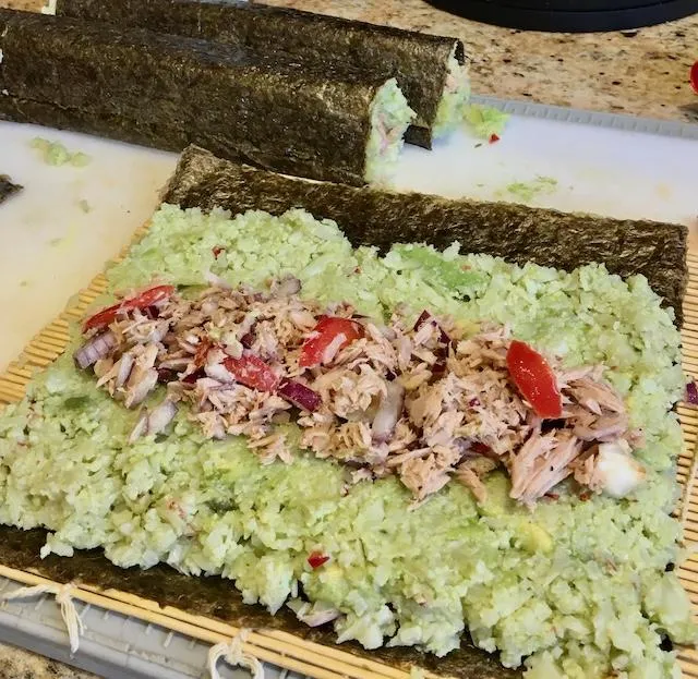 Tuna Avocado Cauliflower Sushi by Be in the Kitchen