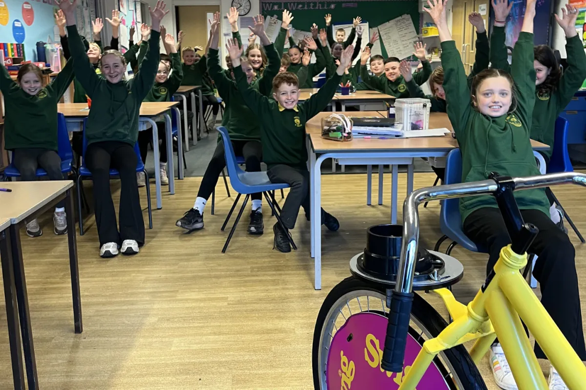 swig smoothie bike at a welsh school