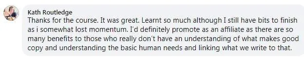 Copywriting Academy Feedback Kath Routledge