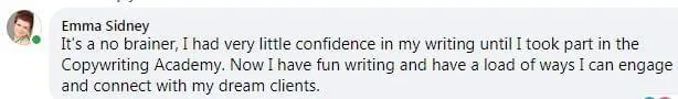 Emma Sidney Copywriting Academy Feedback