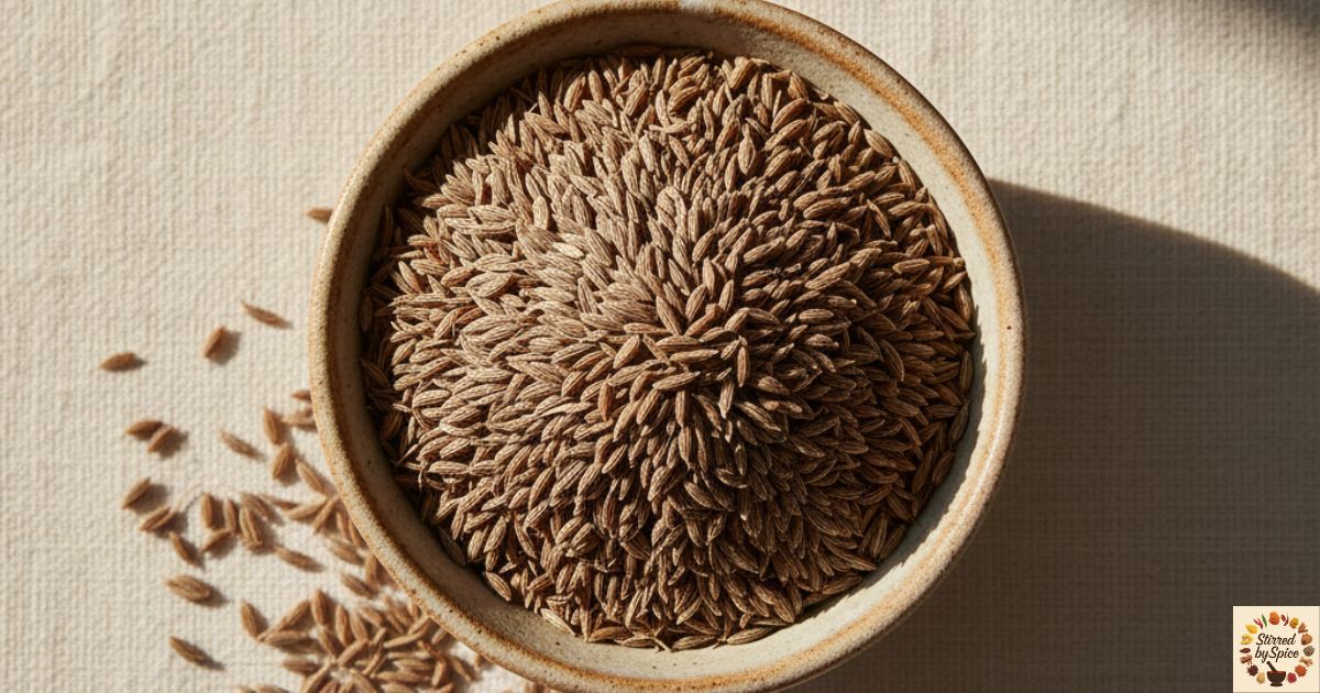 A pot of lentils simmering on a stove in a calm Indian home kitchen with simple spices nearby
