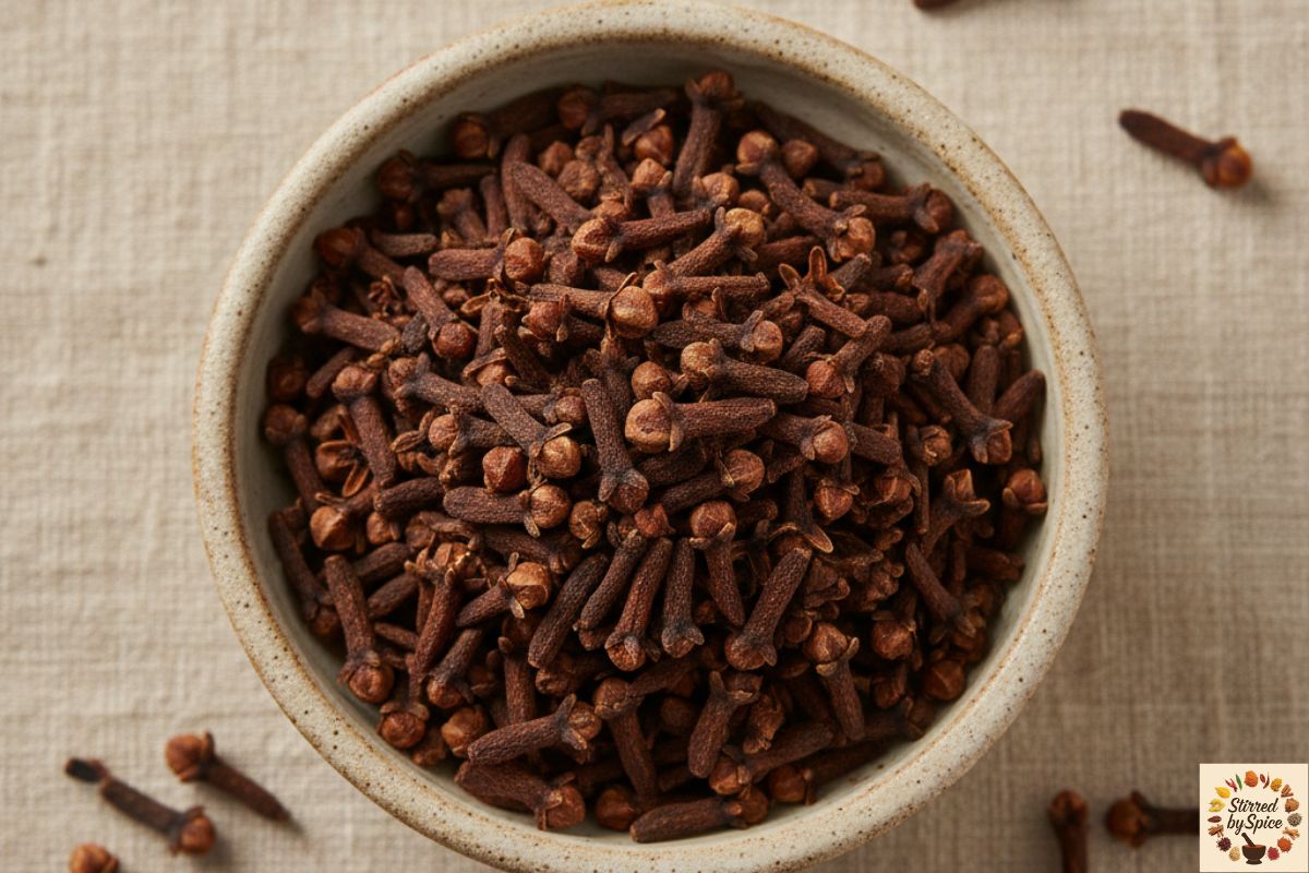 A pot of lentils simmering on a stove in a calm Indian home kitchen with simple spices nearby