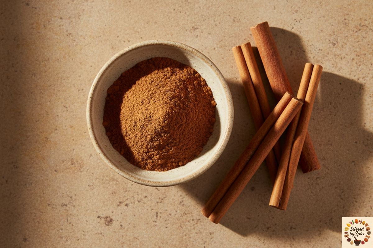 A pot of lentils simmering on a stove in a calm Indian home kitchen with simple spices nearby