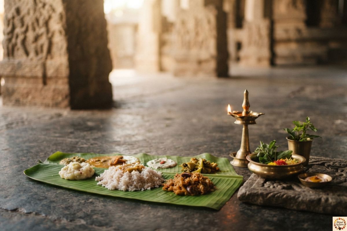 South Indian festive table with traditional dishes served as a celebratory meal
