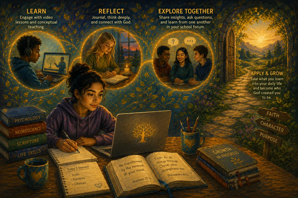 A student demonstrating mastery-based holistic learning