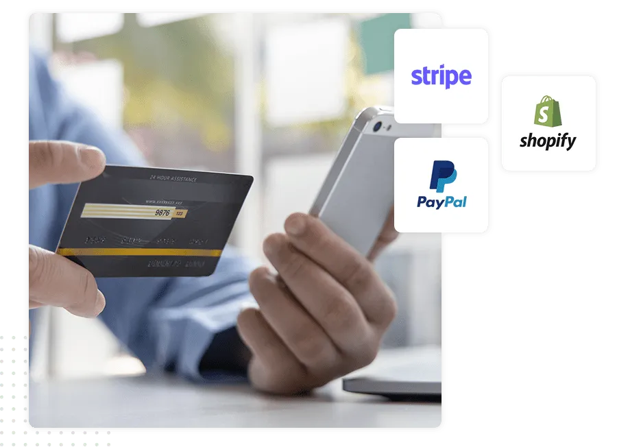 credit card and smartphone, stripe, Shopify, paypal