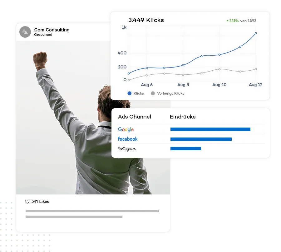 Instagram Anzeige und zugehörige Statistiken