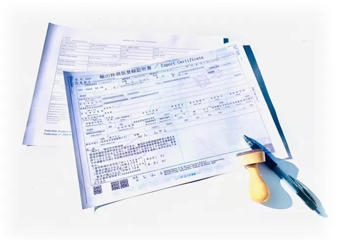 Traduction de certificat d'export ("carte grise" japonaise)