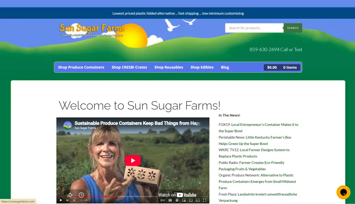Sun Sugar Farms website design
