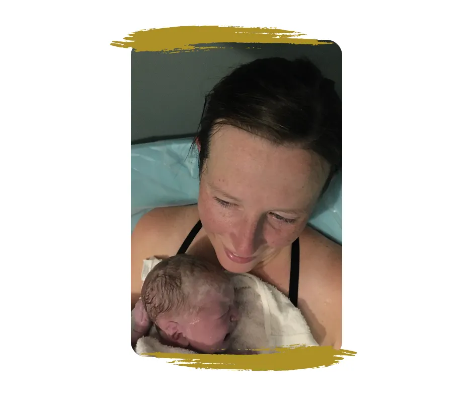 A unique, modern image of a mother and midwife smiling together in a bright clinic. The setting is professional yet warm, with natural light and soft green accents. Both women represent diverse backgrounds, conveying trust and support.