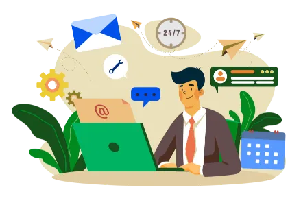 Image of a man sending emails manually wasting time