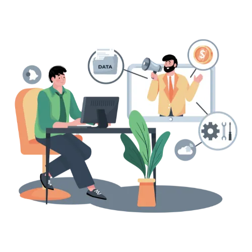 Image of a man sending emails manually wasting time