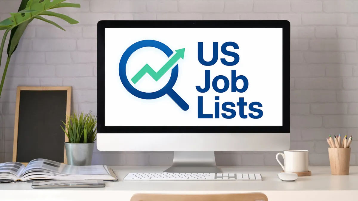 US Job Lists Mock-up Image on Desktop Computer