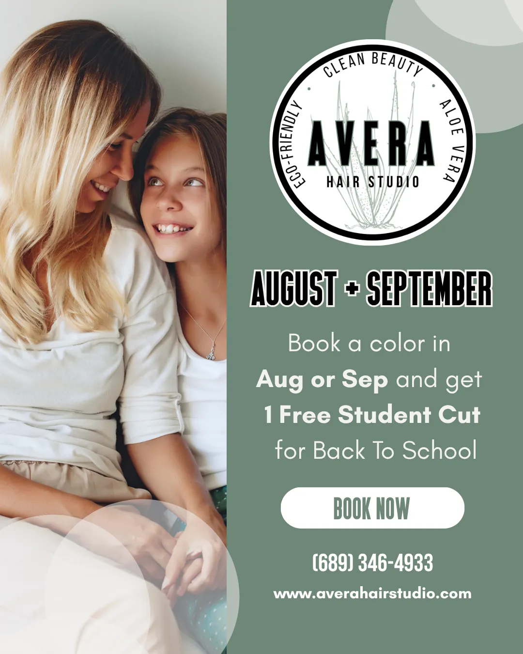 The current salon Special for July Free Eufora Repair Pro Treatment originally $45. This service repairs hair and adds moisture.
