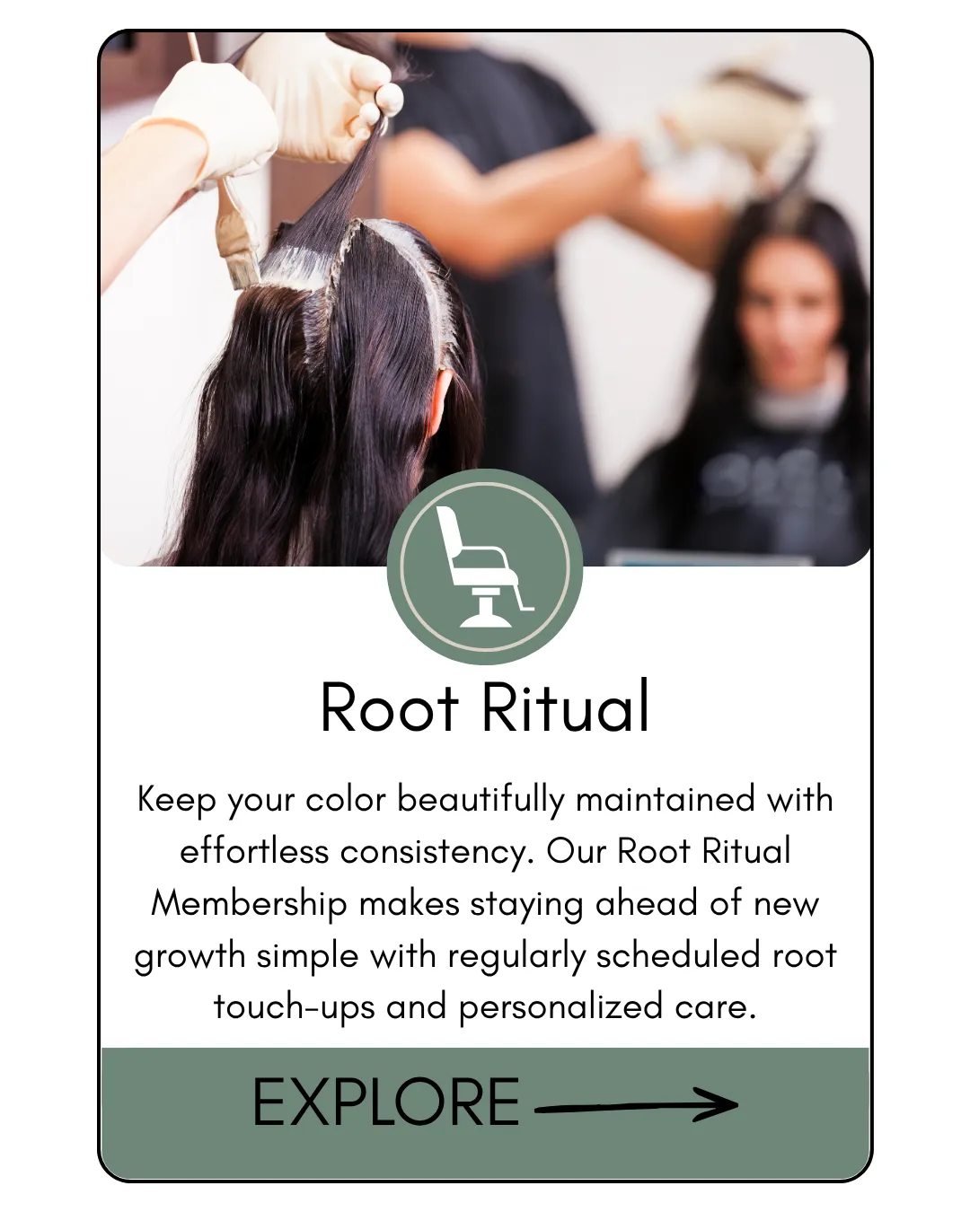 Root Ritual Membership for consistent root color maintenance and beautifully refreshed hair at Avera Hair Studio in Ocoee, Florida
