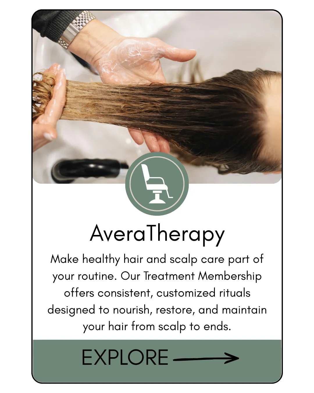 AveraTherapy Membership for personalized hair and scalp treatments supporting healthier hair at Avera Hair Studio in Ocoee, Florida