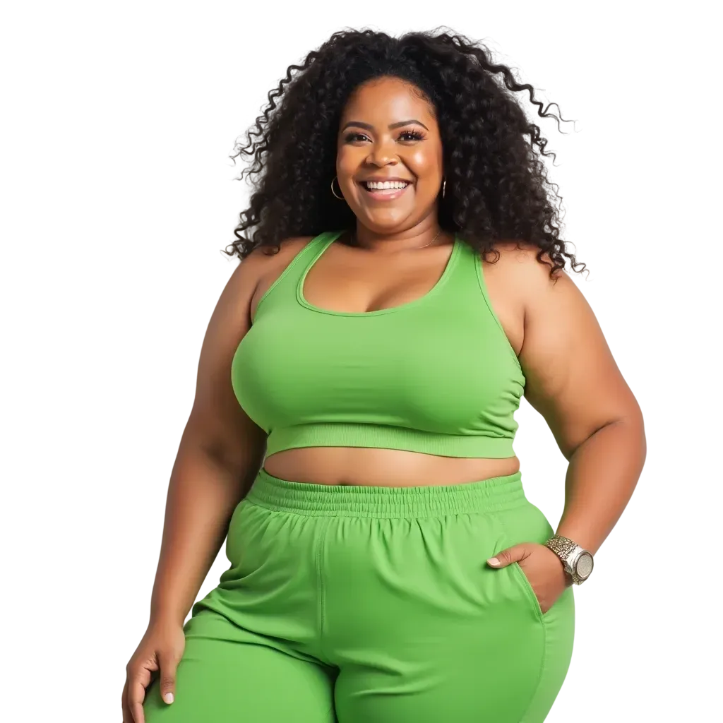 Woman in green athletic wear representing optimal wellness and health