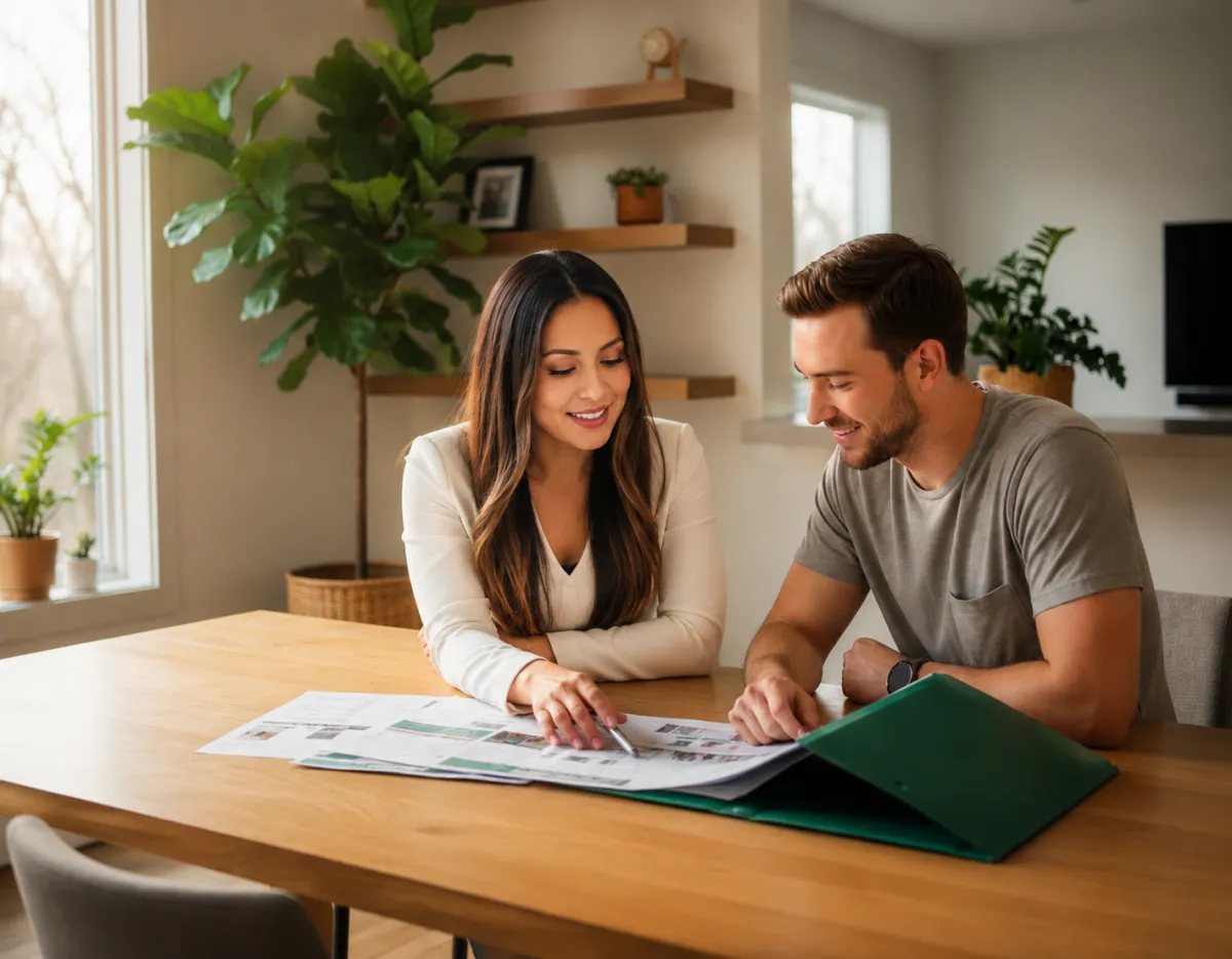 Elizabeth Ortiz reviewing Georgia real estate listings with clients in a friendly setting