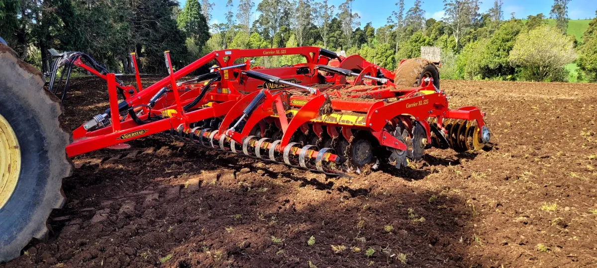 A&L Contracting NZ’s tractor with tilling equipment for farm ground preparation