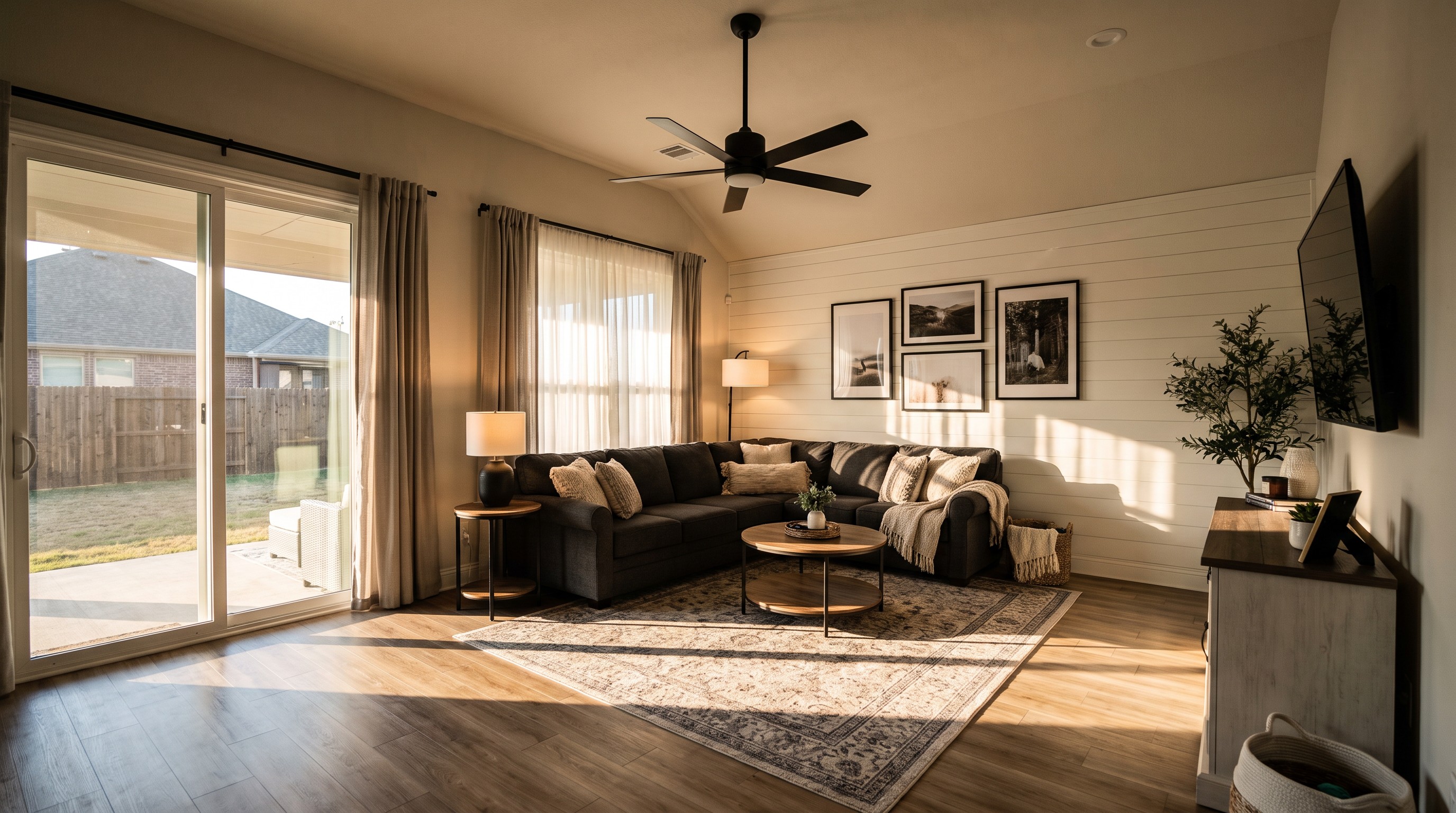 Essential furnishing tier dining and living arrangement