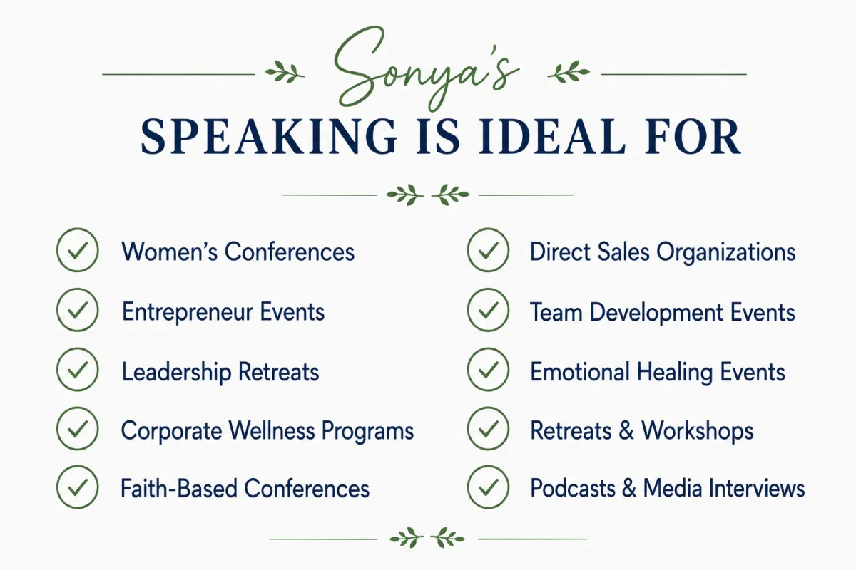Sonya Eckel is an Ideal Speaker for Retreats Wellness Entrepreneur Leadership Healing Events and Conferences