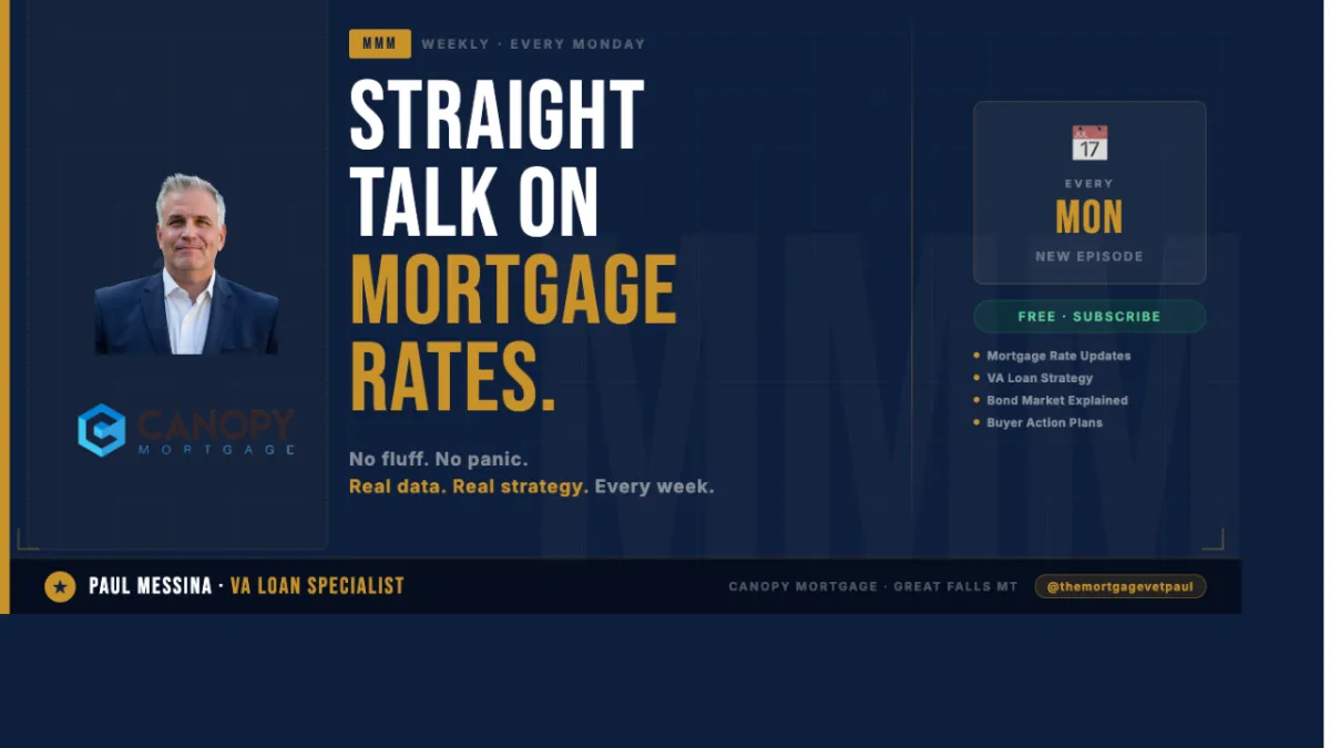Paul Messina Monday Mortgage Minute weekly mortgage rate update VA loan specialist Great Falls Montana