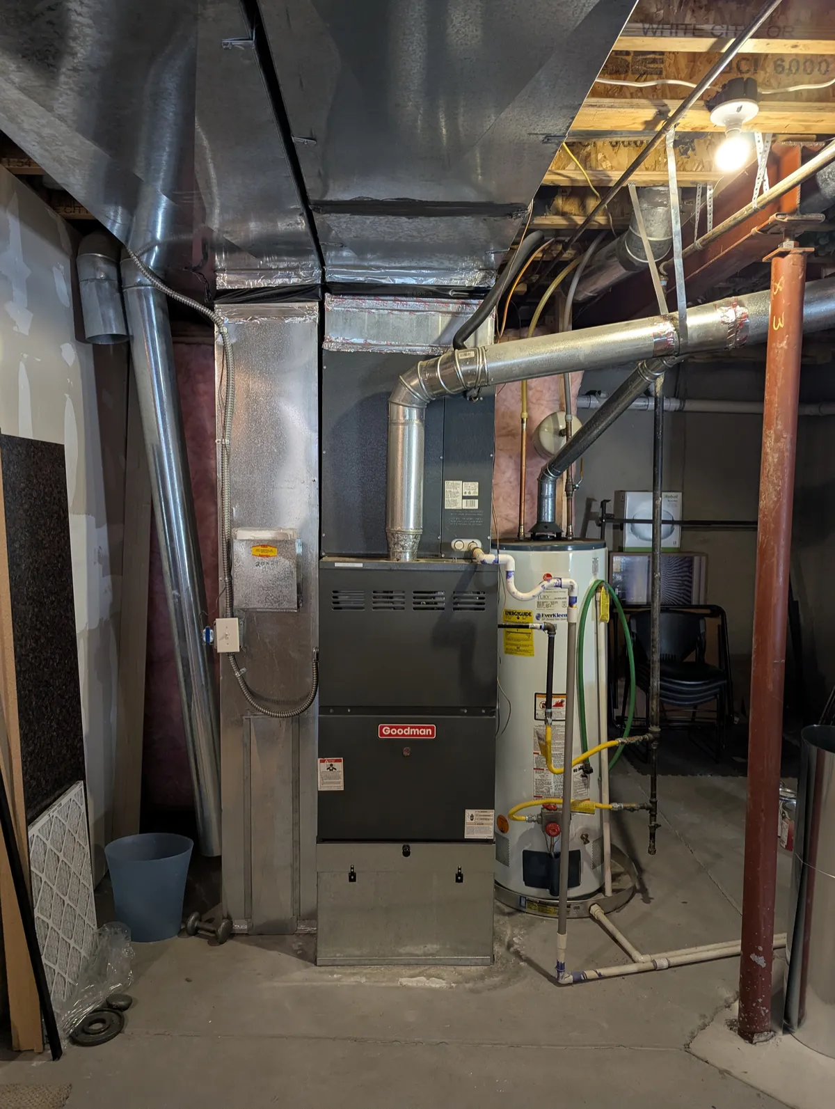 Furnace and water heater installation in Topeka, Kansas, before upgrade.