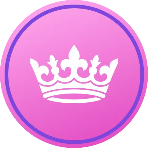 Crown Icon in Pink Circle Frame