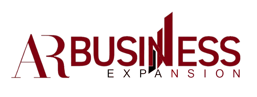 AR Business Expansion logo, featuring stylized red and dark blue 'AR' letters next to the company name.
