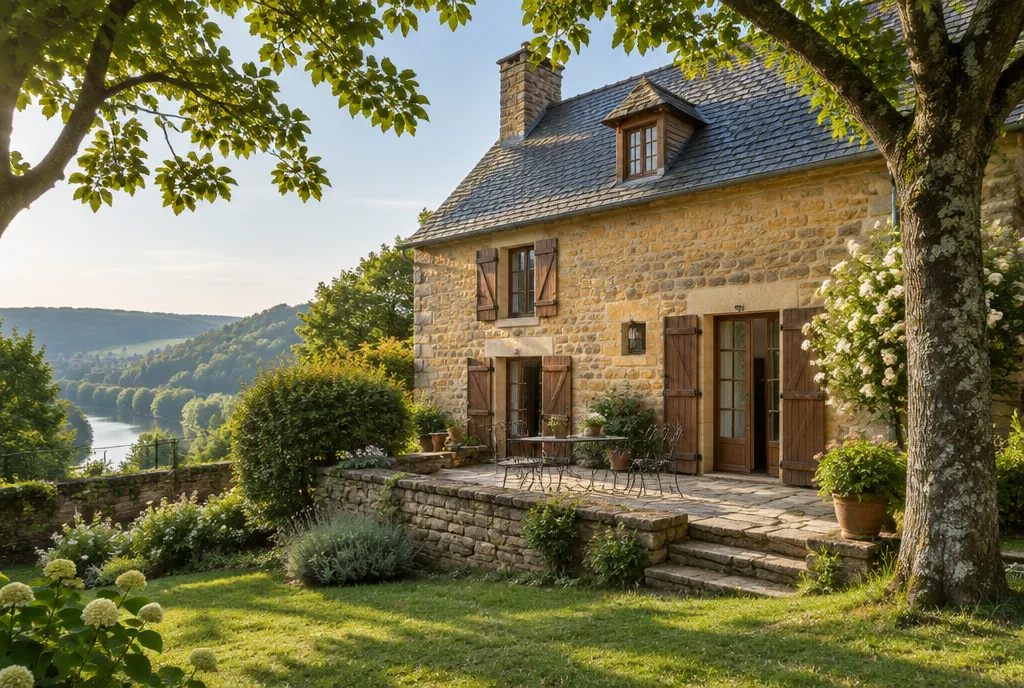 Maison en pierre dans la vallée de la Dordogne