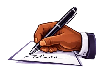 Icon of a hand writing on paper.
