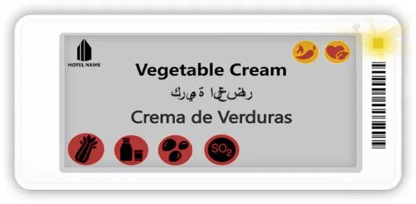 ESL 2.9" Electronic Shelf Label, Etiqueta Electrónica buffet
