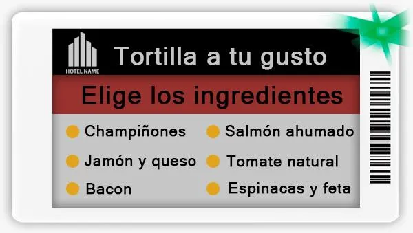 ESL 3.7" Electronic Shelf Label, Etiqueta Electrónica buffet