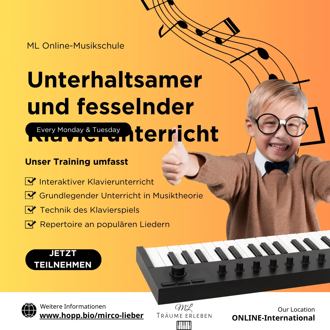 Klavierunterricht für die Kinder mit L Online-Musikschule