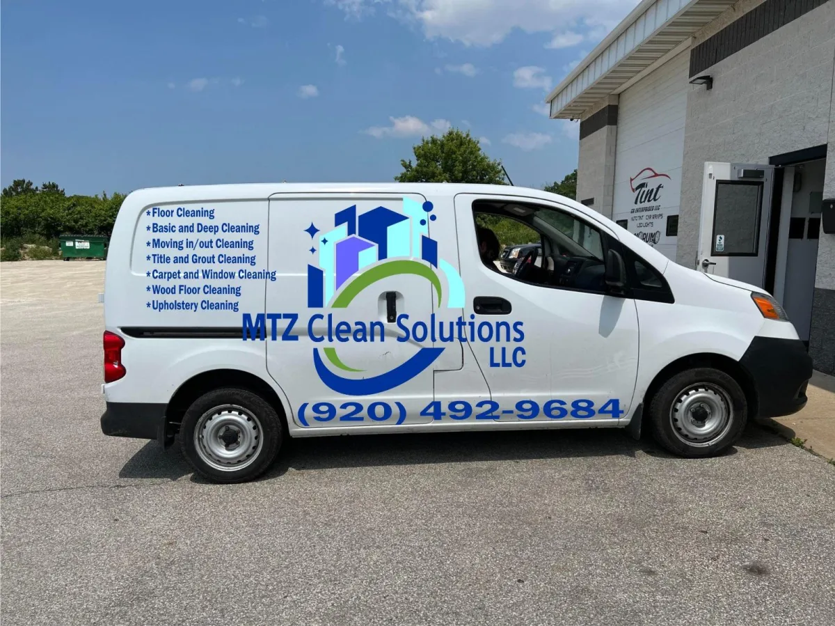 "Professional vehicle customization at GB Enterprises AutoCare. Expertly applied commerical van labeling service, showcasing precision and quality workmanship on a client's vehicle."