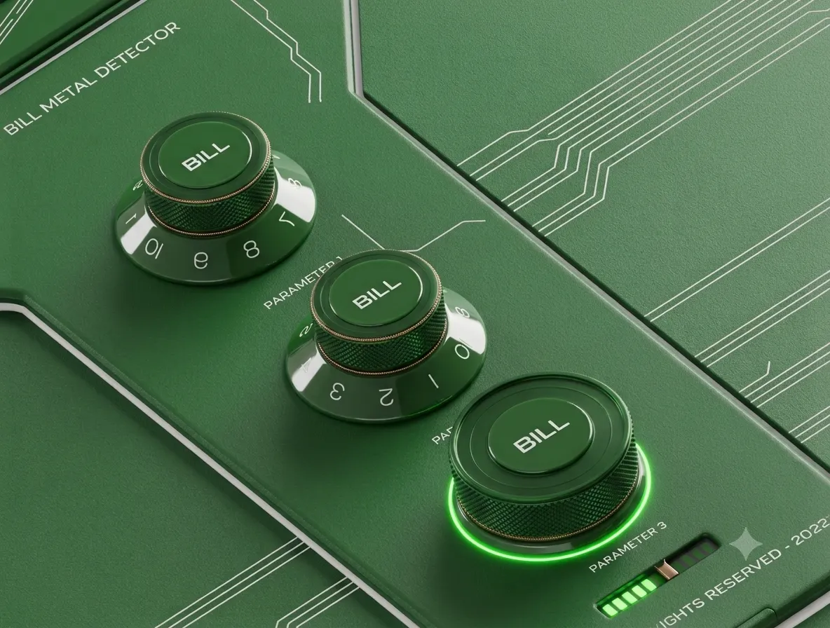 Three green knobs on a control panel