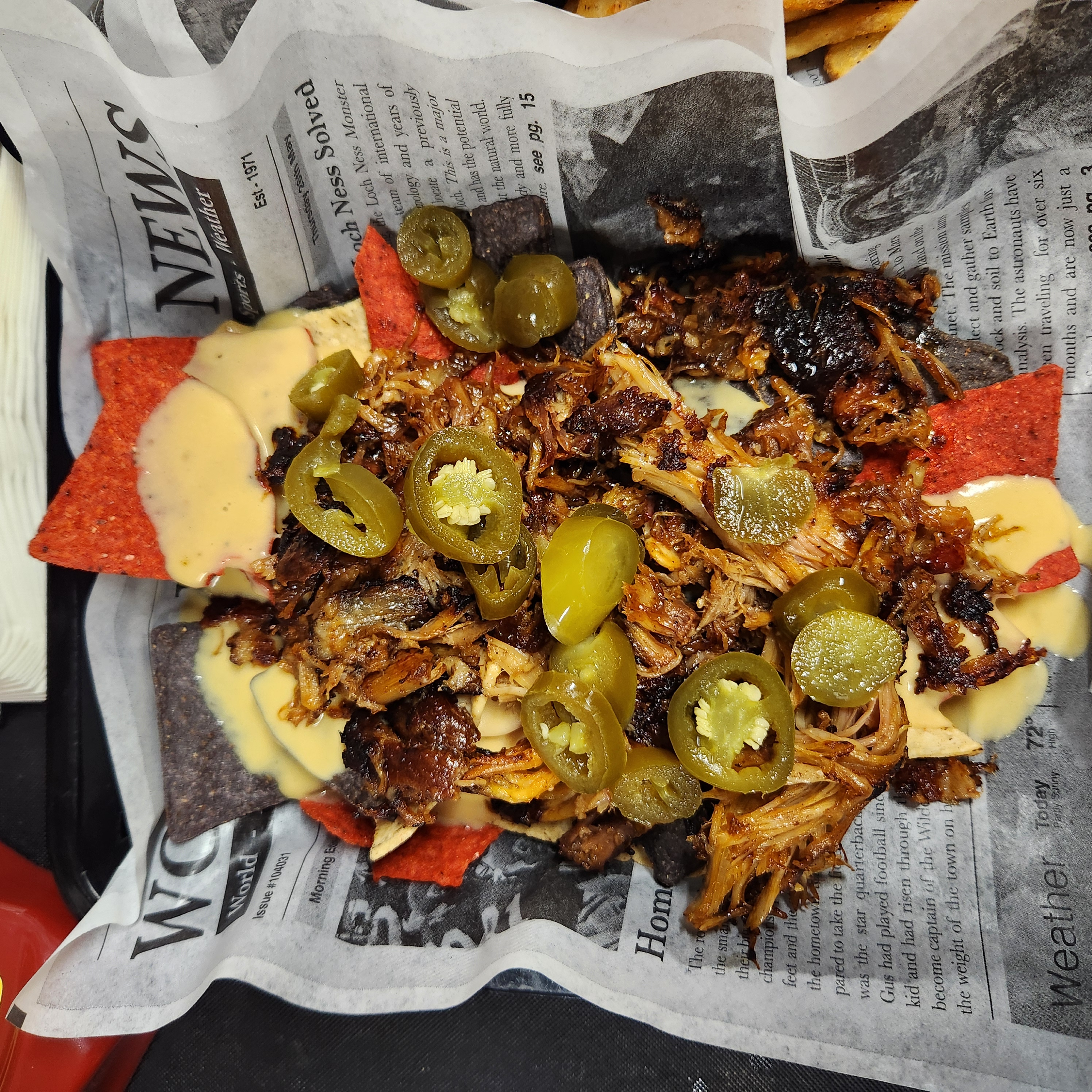 Pulled pork nacho's and craft beer at Back Porch Brewing