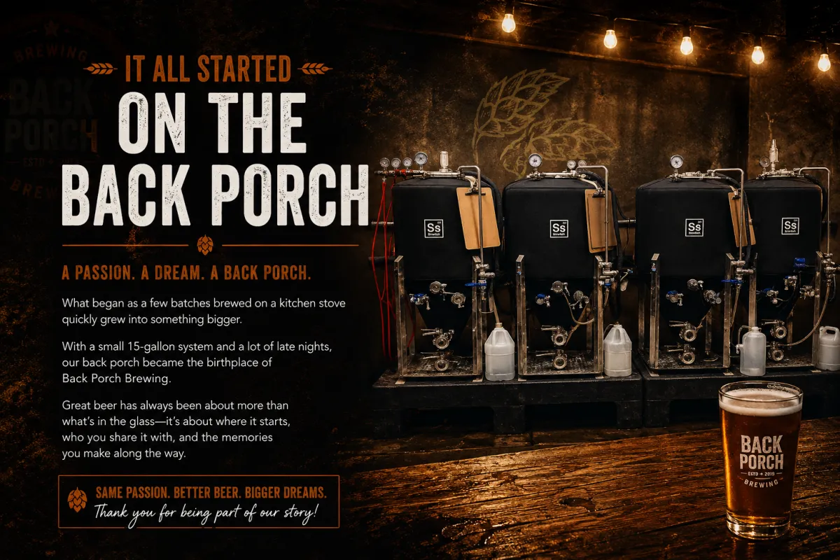 Beginning of Back Porch brewing Carlisle, PA