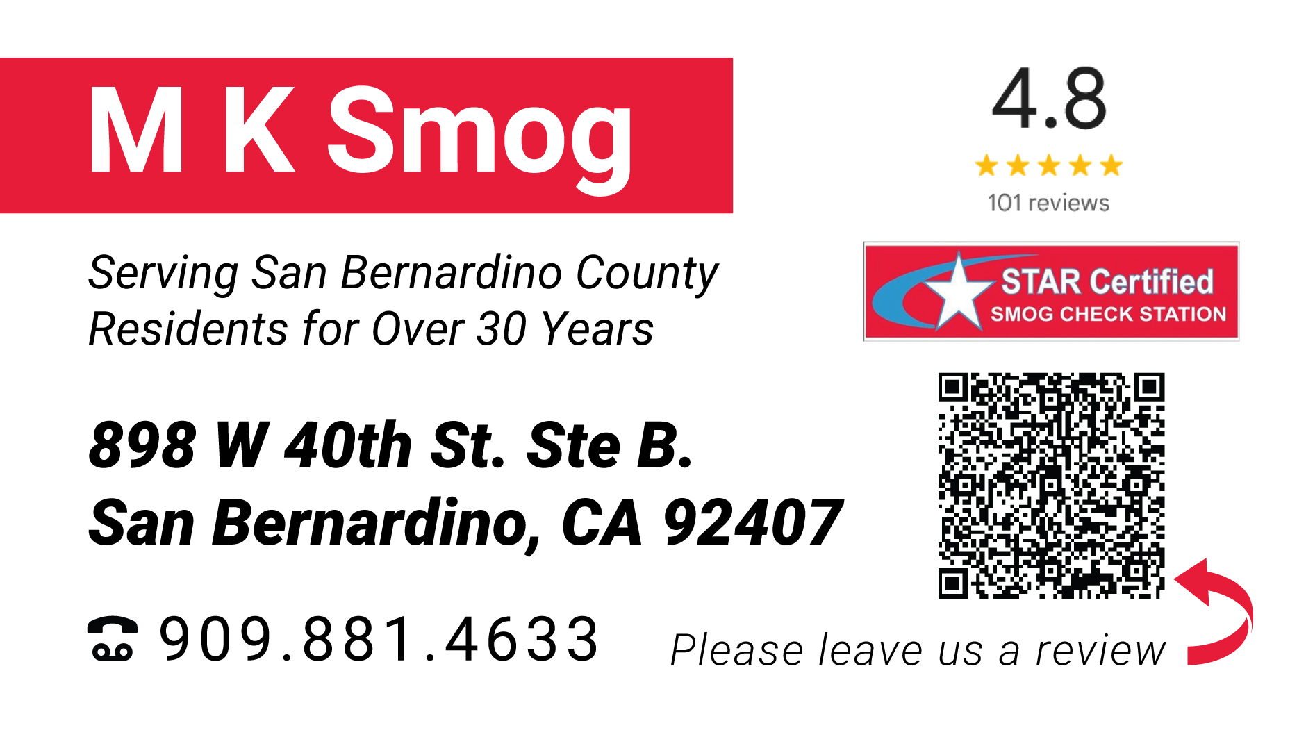 Star-Certified Smog Inspection San Bernardino