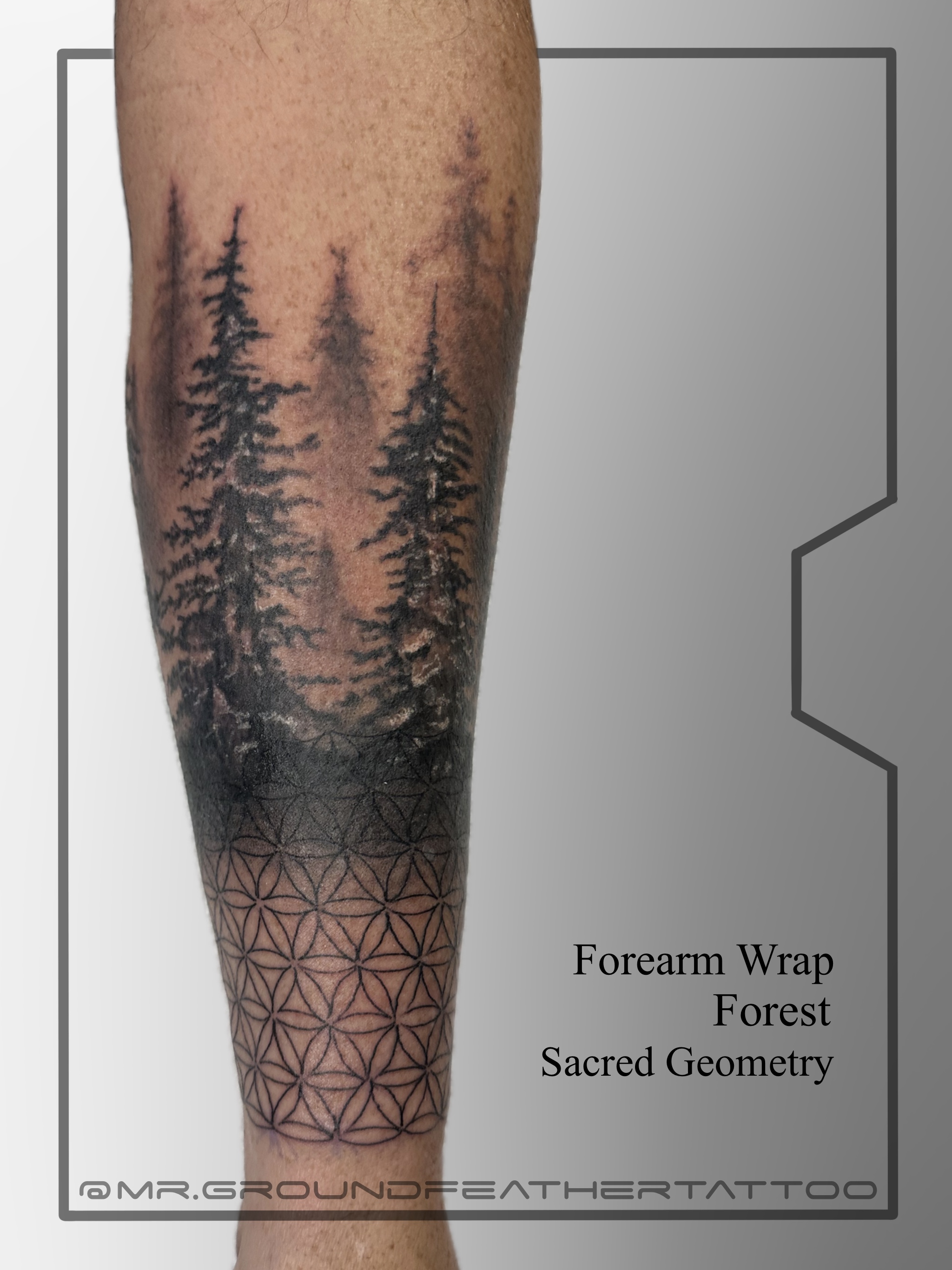 Minimalist linework tattoo of a botanical motif on a man's ankle, captured in a bright, airy space with a neutral backdrop. The style is clean and contemporary. 1:1 aspect ratio.