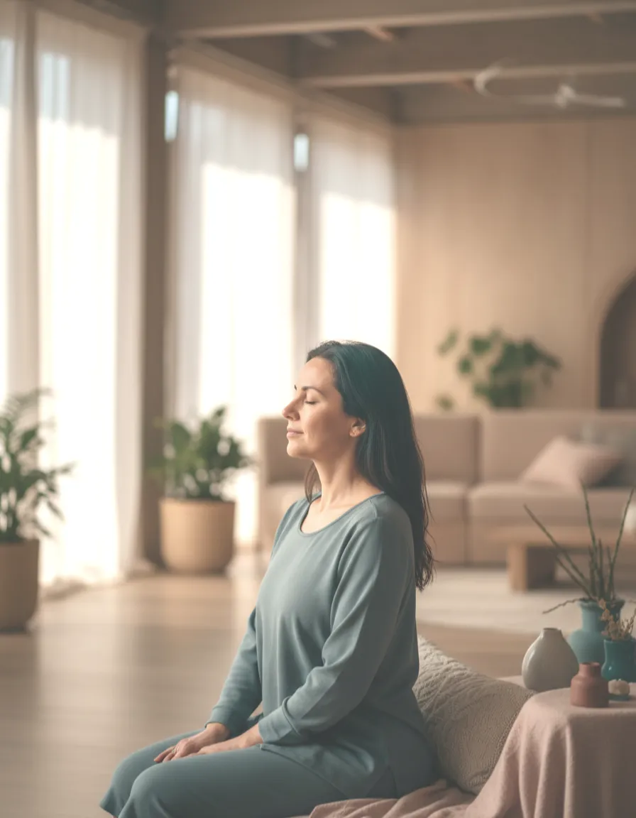 Woman experiencing deep relaxation and nervous system regulation