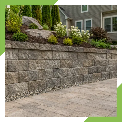 Retaining wall landscaping design for a useful backyard space