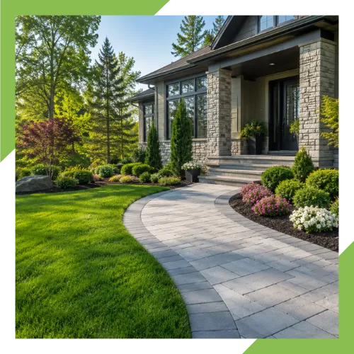 Mulch services adding a clean finish to front yard beds