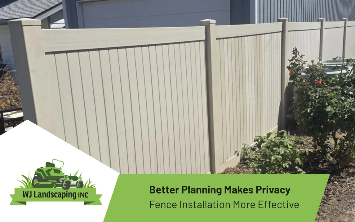 Privacy fence installation around a residential backyard and outdoor living space