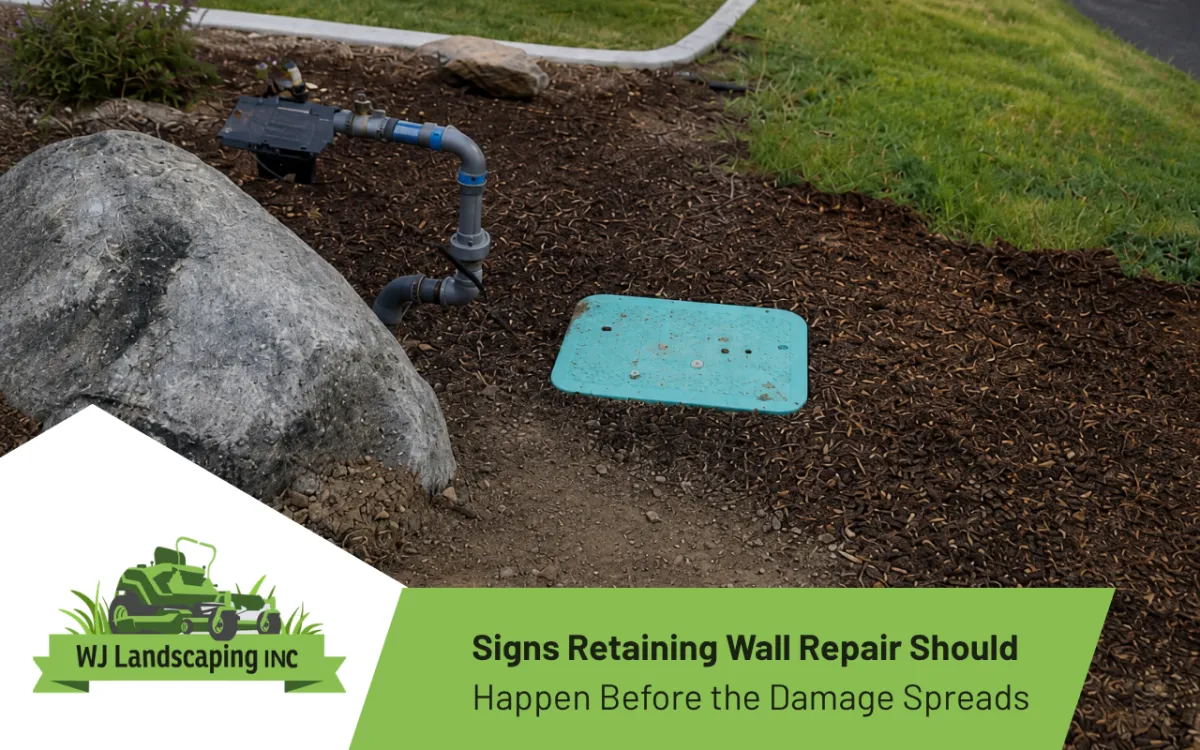 Retaining wall repair addressing cracks, movement, and drainage problems
