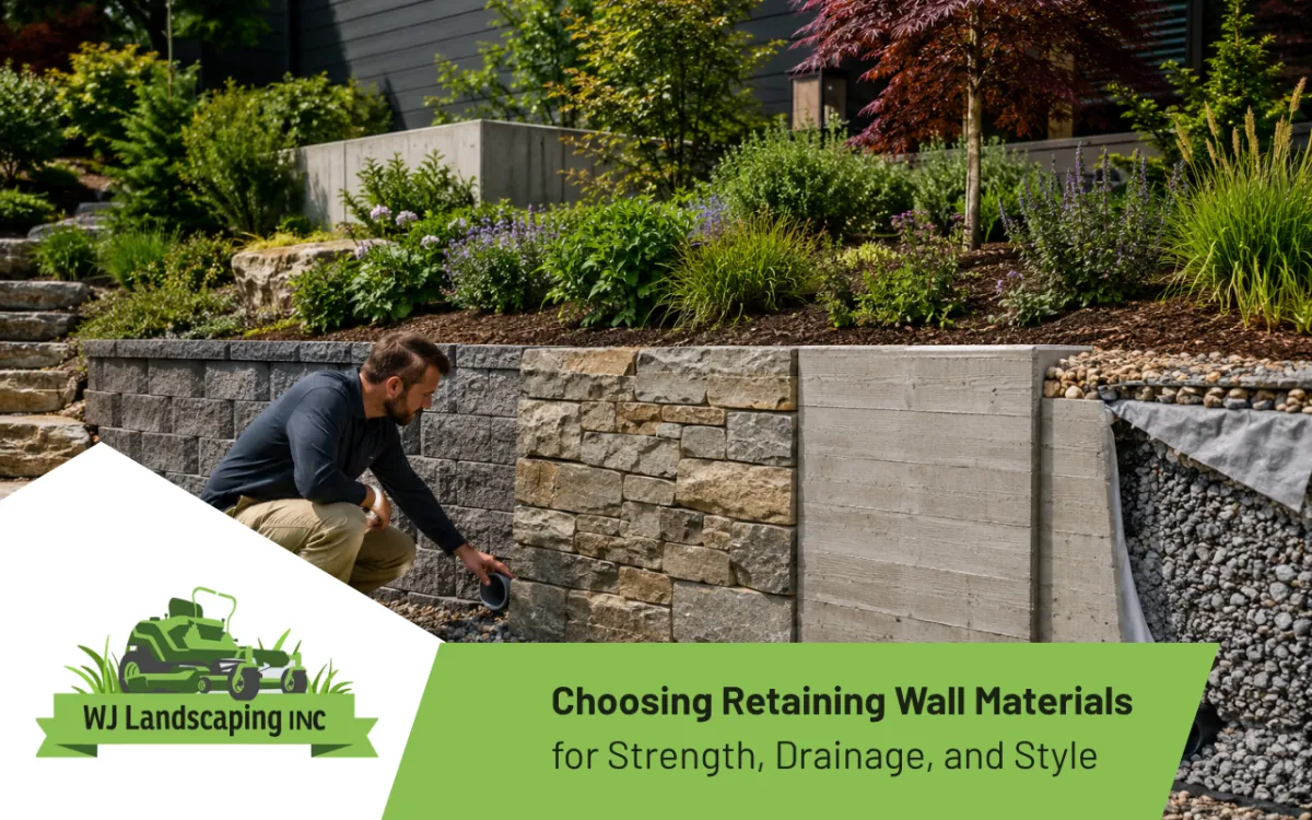 Different retaining wall materials compared for strength, drainage, and appearance